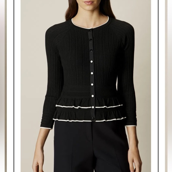 Karen Millen Tops - KAREN MILLEN Ruffled Hem Knit Cardigan